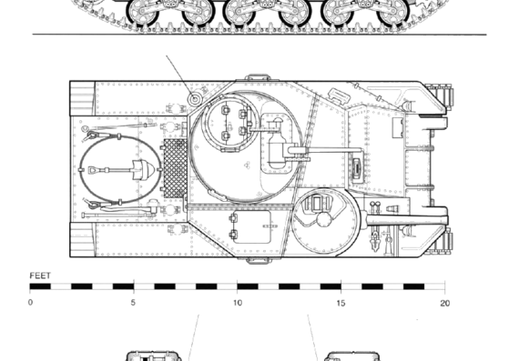 Танк M3 Lee 75mm [M2 Gun] - чертежи, габариты, рисунки